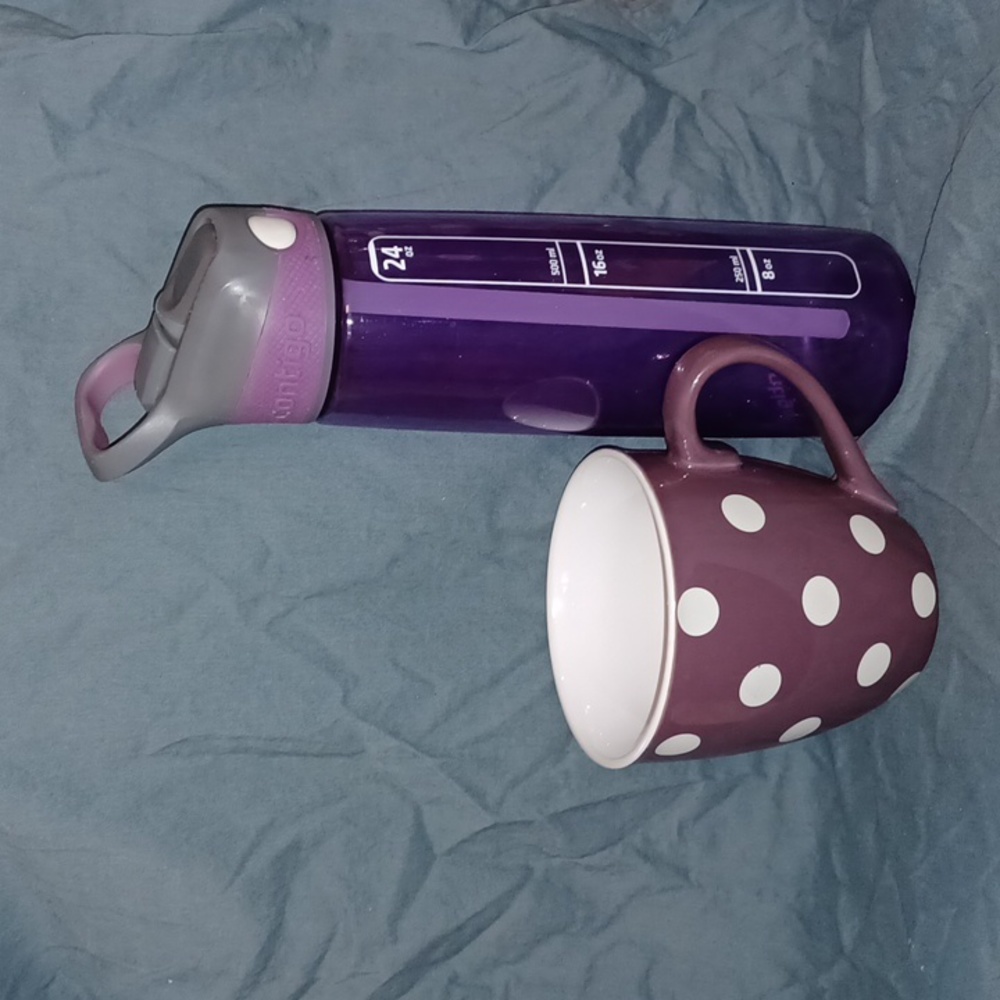 2 pc purple: mug & water bottle (110323A).